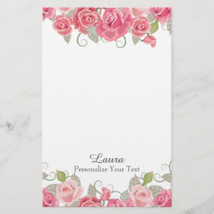 Hübsches rosa Blumen Briefpapier