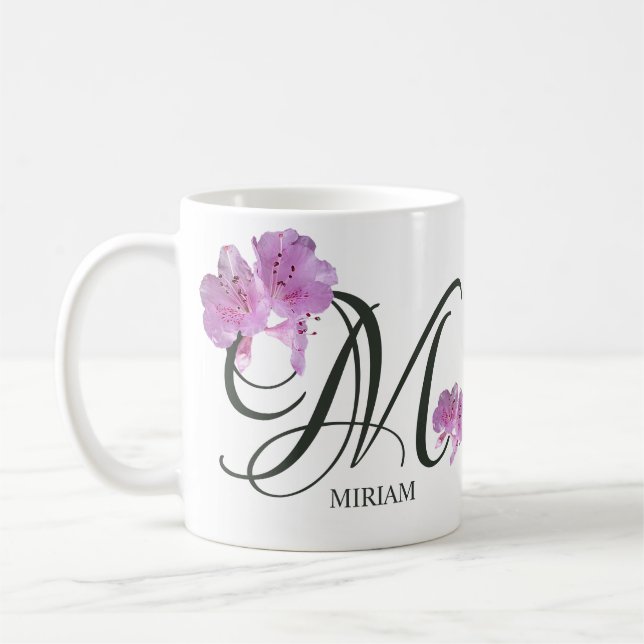 Hübsches Rosa Blumenmädchen mit individuellem Miri Kaffeetasse (Links)