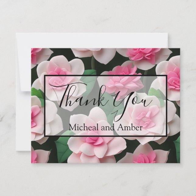Hübsches rosa Blumenmuster Dankeskarte (Vorderseite)