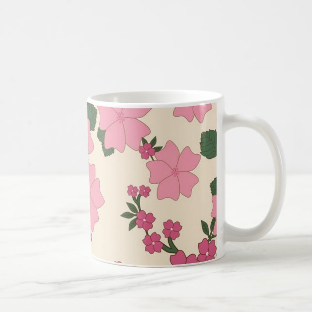 Hübsches rosa Blumenmuster Kaffeetasse (Rechts)