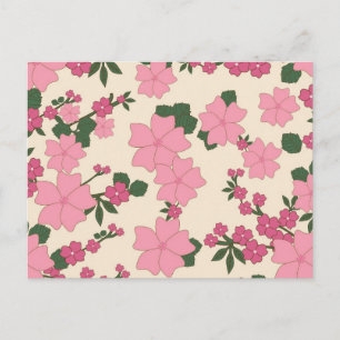 Hübsches rosa Blumenmuster Postkarte
