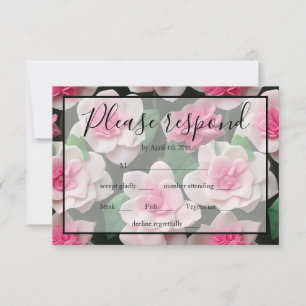 Hübsches rosa Blumenmuster RSVP Karte