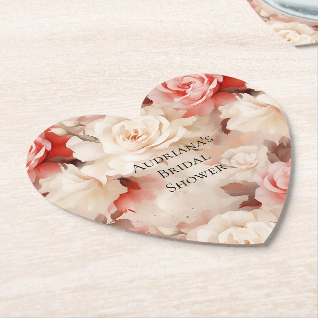 Hübsches Rosa Blütencreme Brautparty Untersetzer (angewinkelt)