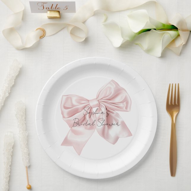 Hübsches rosa Bow-Brautparty Pappteller (Hochzeit)