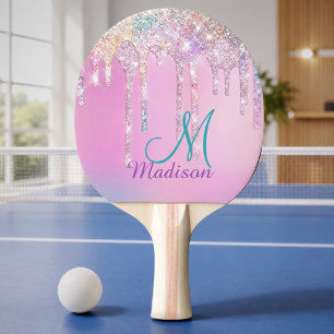 Hübsches Rosa Einhorn Regenbogen Glitter Tropfen P Tischtennis Schläger