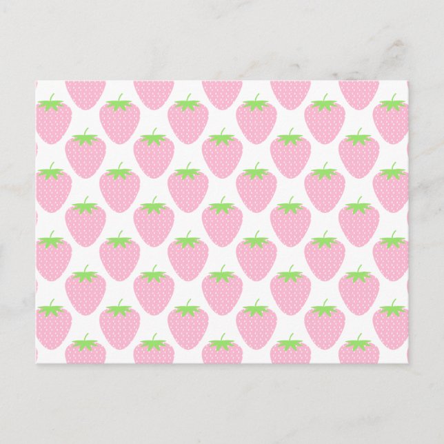 Hübsches rosa Erdbeermuster. Postkarte (Vorderseite)