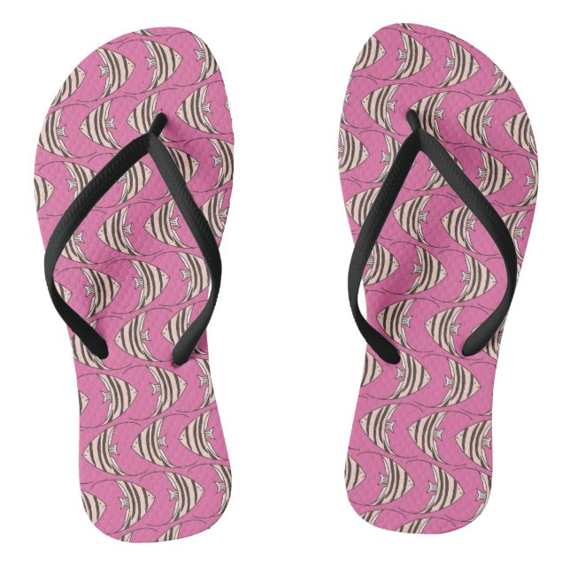 Hübsches rosa Fischmuster Flip Flops (Fußbett)