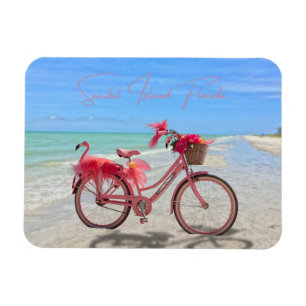 Hübsches rosa Flamingo-Fahrrad am Strand von Sanib Magnet