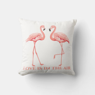 Hübsches Rosa Flamingo Liebe Tropisches Hochzeitsg Kissen