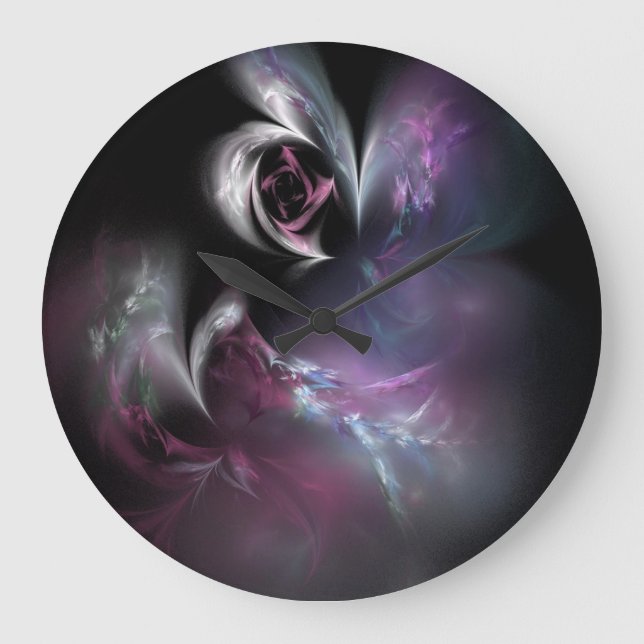 Hübsches Rosa-Fraktal Große Wanduhr (Vorderseite)