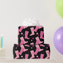 Hübsches rosa Gummi Stiefelmuster Geschenkpapier