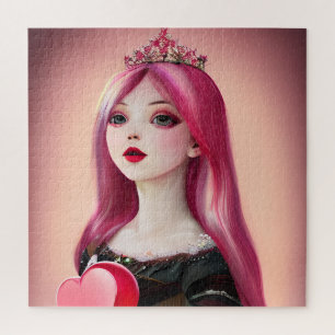 Hübsches Rosa HarbenPrinzessin mit Tiara Puzzle