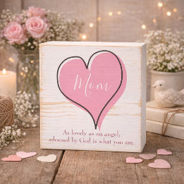 Hübsches rosa Herz für Mama Holzkisten Schild