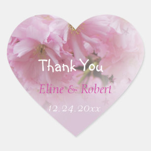 Hübsches rosa Kirschblüten-Hochzeitsgeschenk Herz-Aufkleber