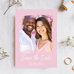 Hübsches rosa Liebe Herz Foto Save the Date Karte
