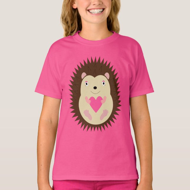 Hübsches rosa Mädchen Igel T-Shirt (Vorderseite)