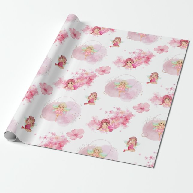 Hübsches, rosa Märchenpapier für Mädchen Geschenkpapier (Ungerollt)