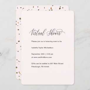 Hübsches Rosa mit Imitats Gold Confetti Virtual Du Einladung