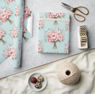 Hübsches rosa Pfingstrosen-Blumenstrauß-Muster Geschenkpapier