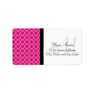 Hübsches rosa Quatrefoil Muster Adressaufkleber