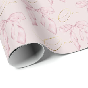 Hübsches rosa Schleife Eins Geschenkpapier