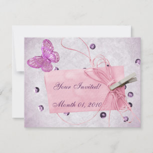 Hübsches rosa Schmetterlingsdesign Einladung