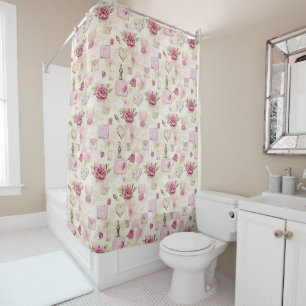 Hübsches rosa Shabby Chic Muster Duschvorhang