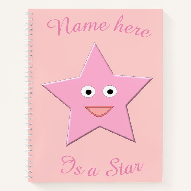 Hübsches rosa Star-benutzerdefiniertes Notebook Notizbuch (Vorderseite)