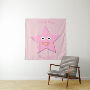 Hübsches rosa-sternenspezifisches Band Wandteppich