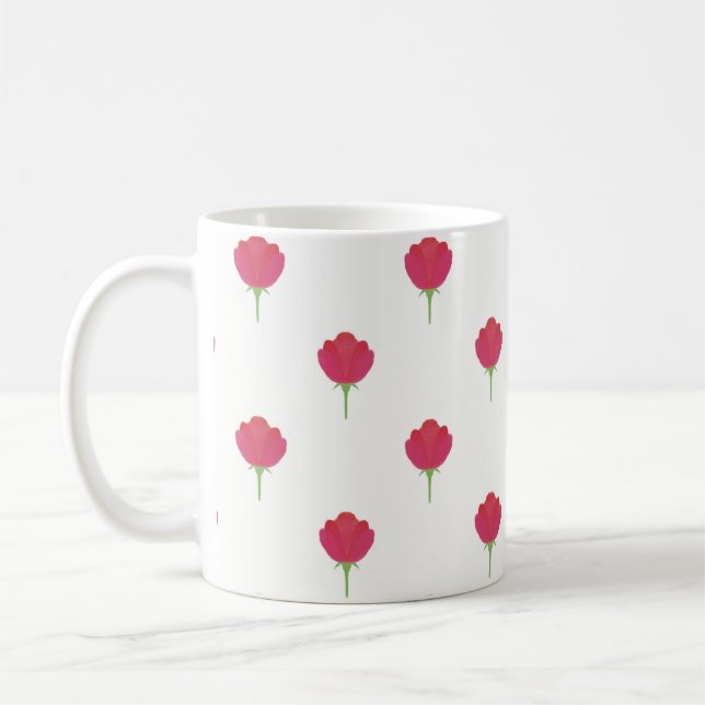 Hübsches rosa Tulpenmuster Kaffeetasse (Links)