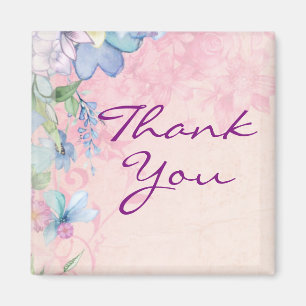 Hübsches rosa und blaues florales Dankeschön Magnet
