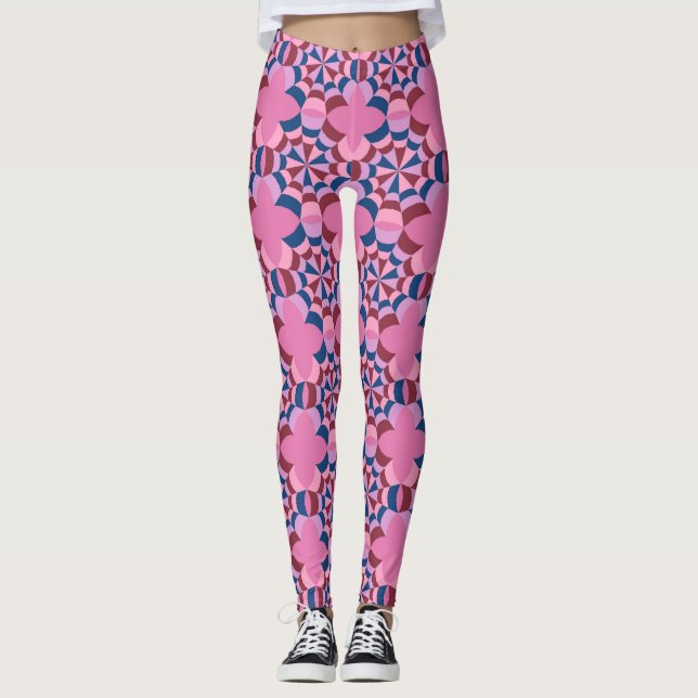 Hübsches rosa und blaues Muster Leggings (Vorderseite)