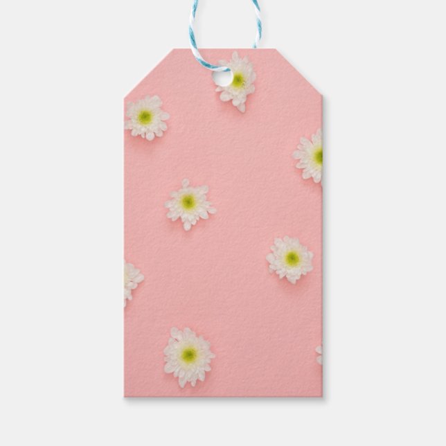 Hübsches Rosa- und Daisy-Design Geschenkanhänger (Vorderseite)