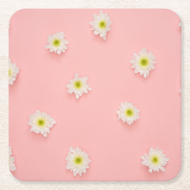Hübsches Rosa- und Daisy-Design Rechteckiger Pappuntersetzer (Vorderseite)