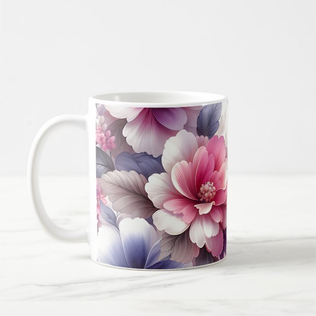 Hübsches Rosa und Lila Shabby Chic Kaffeetasse (Links)
