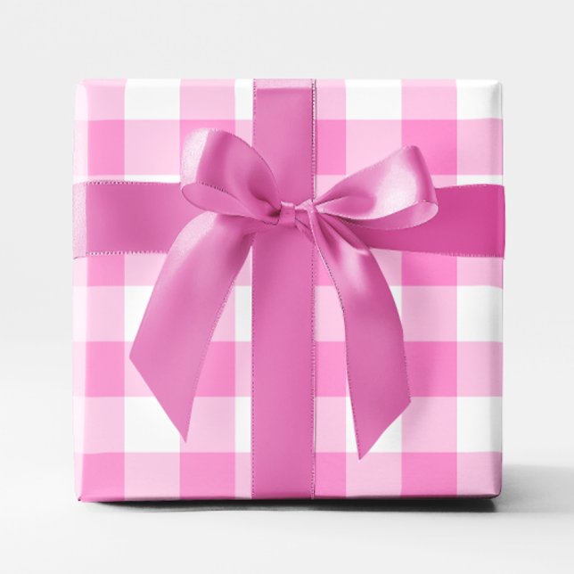 Hübsches Rosa und Weiß Gingham Big Pattern Geschenkpapier (Pretty Pink and White Gingham Big Pattern Wrapping Paper)