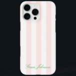 Hübsches Rosa und Weißer Streifen Paris Inspiriert iPhone 16 Pro Max Hülle<br><div class="desc">Hübsch Rosa und White Stripe Paris Inspiriert iPhone 16 Pro Max Fall. Rosa und Grün. Option,  um die Farbe des rosa Hintergrunds in eine beliebige Farbe zu ändern. Option zum Ändern von Text- und Textfarbe.</div>
