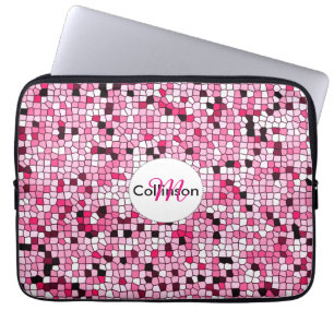 Hübsches rosa und weißes Mosaik-Design Personali Laptopschutzhülle