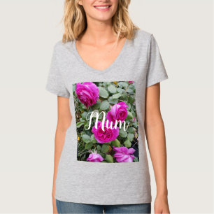 Hübsches rosa Vintage-Rosen-Blumen-Geburtstags-Mam T-Shirt