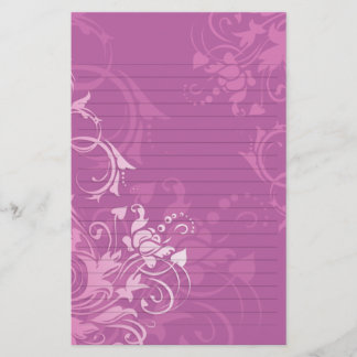 hübsches rosa Wirbel-Blumenmuster-Linienpapier Briefpapier