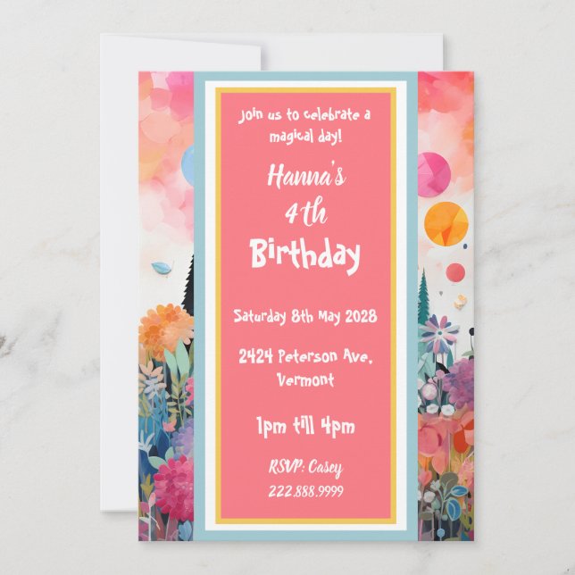 Hübsches rosafarbenes Schloss Einladung (Vorderseite)