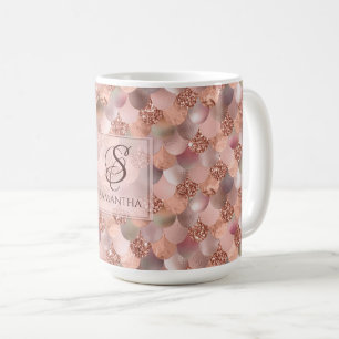 Hübsches Rosen-Goldmeerjungfrau-Monogramm Kaffeetasse