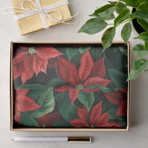 Hübsches Rot und Grün Poinsettias Digitale Kunst Seidenpapier