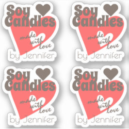 Hübsches Rotes Herz Braun Made with Liebe Soy Cand Aufkleber