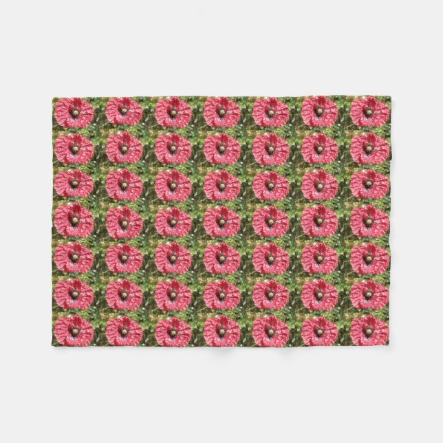Hübsches Rotes Mohn Blume Macro Fleece Blanket (Vorderseite (Horizontal))
