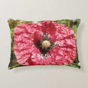Hübsches Rotes Mohn Blume Makro Kissen