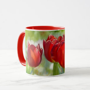 Hübsches Rotes Tulip Blume Art Tasse Cup
