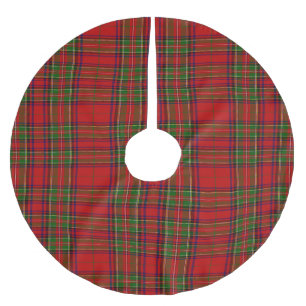 Hübsches Rotes und grünes Tartan Kariert Polyester Weihnachtsbaumdecke