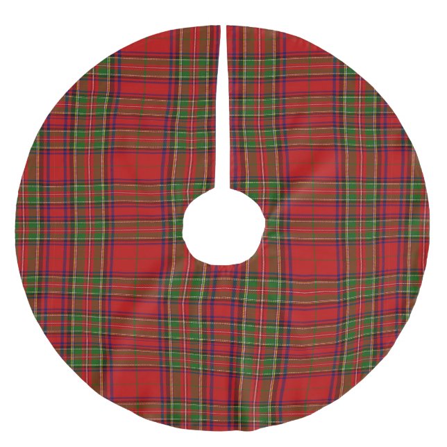 Hübsches Rotes und grünes Tartan Kariert Polyester Weihnachtsbaumdecke (Vorderseite)