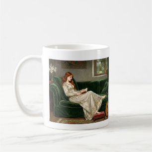 Hübsches rothaariges Mädchen beim Lesen Buchliebha Kaffeetasse